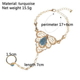  Turquoise Slave Bracelet With Chained Ring 