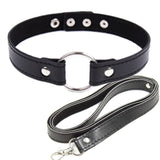  Bondage Leather Collar and Leash Set 