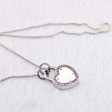  Sparkling Heart-Shaped Sterling Silver Lock Necklace 