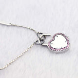  Sparkling Heart-Shaped Sterling Silver Lock Necklace 