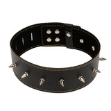  Spiked Locking Leather Collar 