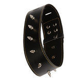  Spiked Locking Leather Collar 