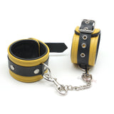  Padded Yellow Leather Handcuffs Sex Toys 