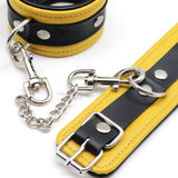  Padded Yellow Leather Handcuffs Sex Toys 
