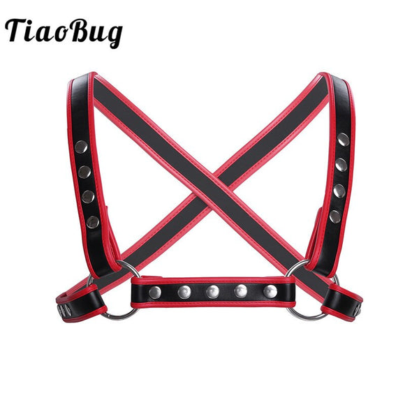 Red Hot Crisscross Leather Body Harness